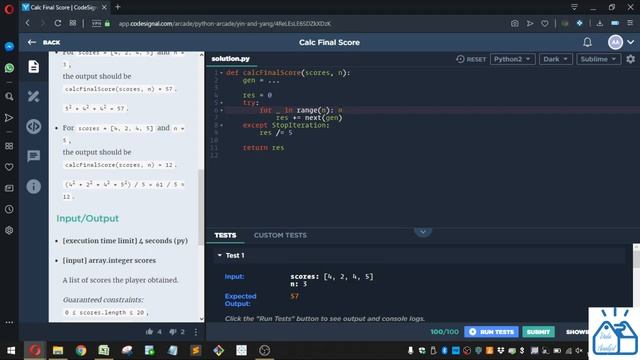 Python - CodeSignal Calc Final Score 66 смотреть онлайн