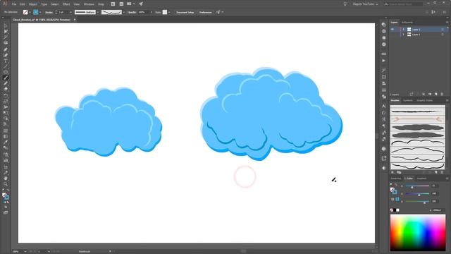 How to Draw Clouds - Create custom Clouds Brushes - Adobe Illustrator Tutorial смотреть онлайн