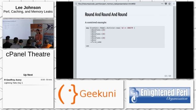 Day 1: cPanel Theatre: Lee Johnson: Perl, Caching, and Memory Leaks смотреть онлайн