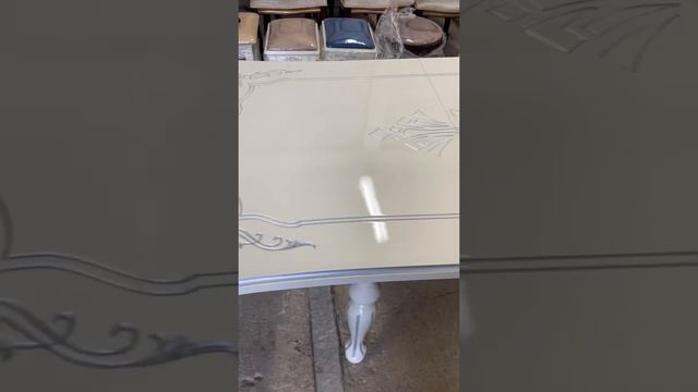 Стол *ТАЧЕНКА* раздвижной 120-160/70 ; цвет слоновая кость , серебряная патина. смотреть онлайн