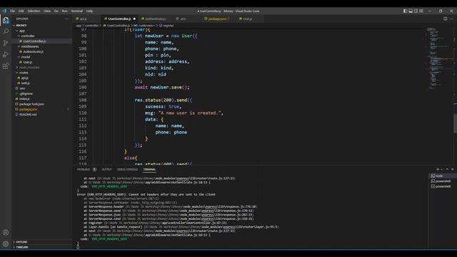 9. NodeJS, ExpressJS & MongoDB Backend Project - MFS Like Bkash: Fix Cannot set headers.... смотреть онлайн
