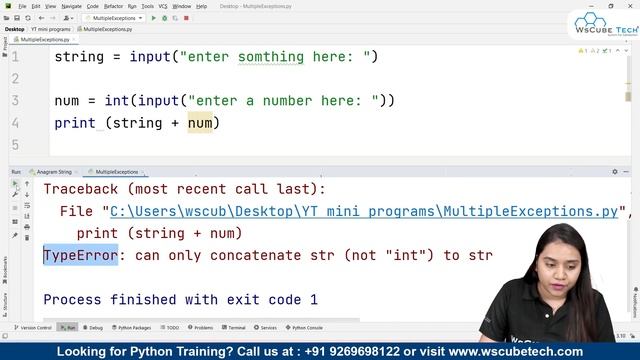 Catch Multiple Exception Handling in Python - One Line Program | Python Programming смотреть онлайн