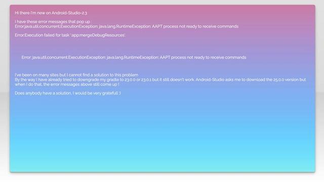 Android-Studio-2.3 Error:java.util.concurrent.ExecutionException: java.lang.RuntimeException: AA... смотреть онлайн