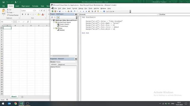 Excel VBA - Dərs 3.1 - Xanalar üzərində əməliyyatlar, "Font" əmri. смотреть онлайн