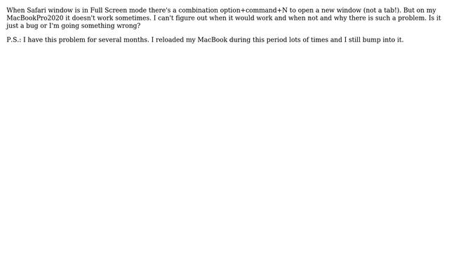Apple: Problem With Opening New Window In Safari In Full Screen Mode