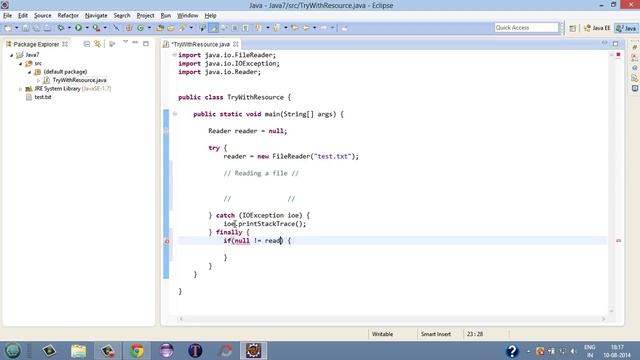 Java 7 new feature - Using the try-with-resources block to improve exception handling code смотреть онлайн
