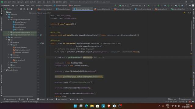 #7 Loading Input URL into Browse Fragment | Passing Data Between Fragments Android | Web Browser De смотреть онлайн
