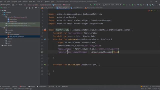 Update RecyclerView in Android Studio Kotlin смотреть онлайн