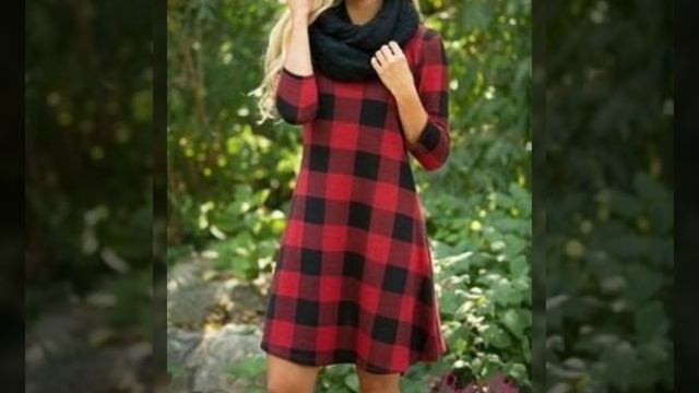 very stylish and classy check print a line skater dresses for working women 2020 смотреть онлайн