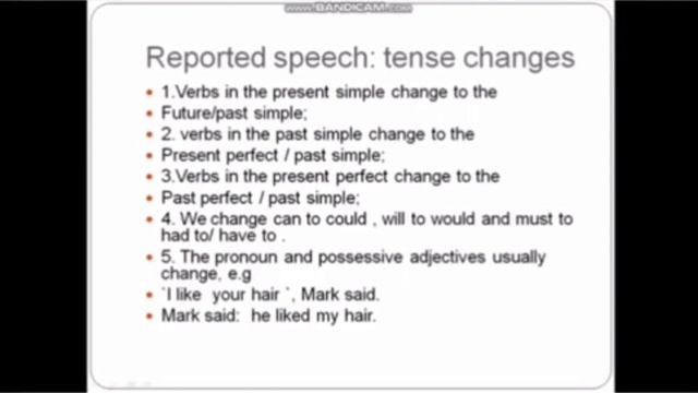 Reported Speech :tense Changes