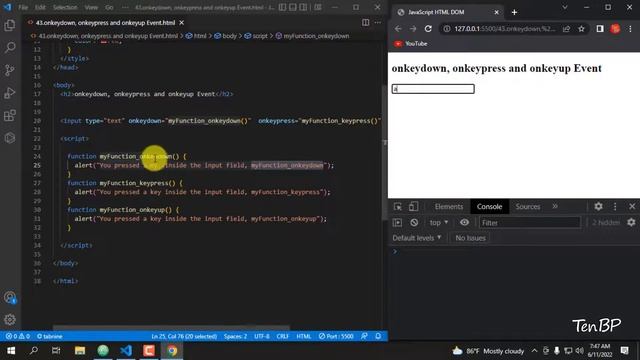Onkeydown, onkeypress and onkeyup events in JavaScript in Bangla Tutorial | Part - 77 смотреть онлайн