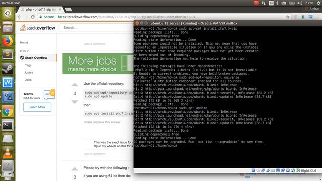 How to solve php7-zip depends libzip4 in Ubuntu 18.04 смотреть онлайн
