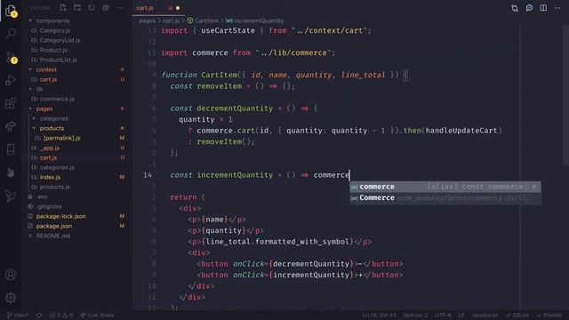 #12. Update Cart item quantities | Create a Next.js store with Commerce.js смотреть онлайн