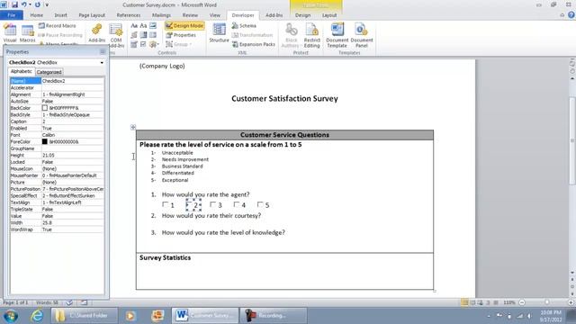 Adding VB ActiveX Controls - Checklist Survey in Microsoft Word 2010 (part 5 of 9) смотреть онлайн