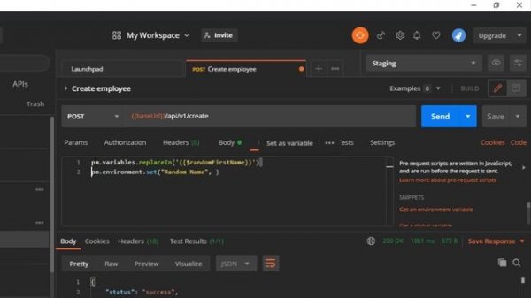 Postman API Testing Tutorial 19 - How to generate random names using faker library