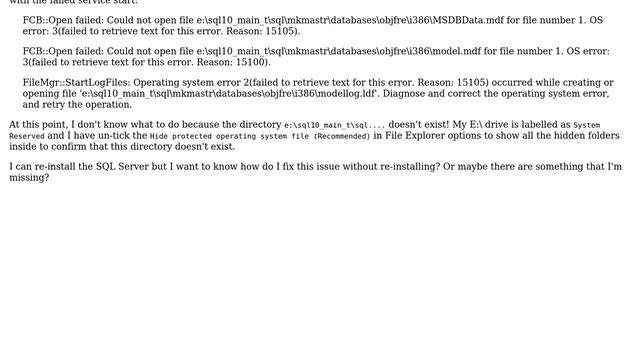 SQL Server (SQLEXPRESS) Service cannot start. It's referring to a file that doesn't exist смотреть онлайн