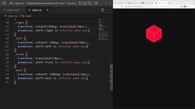 On refait l'animation de CodeSandbox (Cube 3D) смотреть онлайн