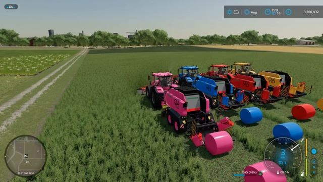 KING OF COLORS! CRAZY BALE WRAPPING with COLORED BALER, TRACTORS AND TRUCKS! FS22 смотреть онлайн