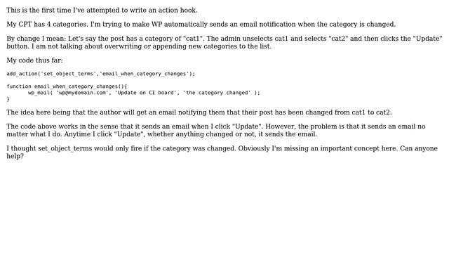 Wordpress: Send an email when custom post type category is changed смотреть онлайн