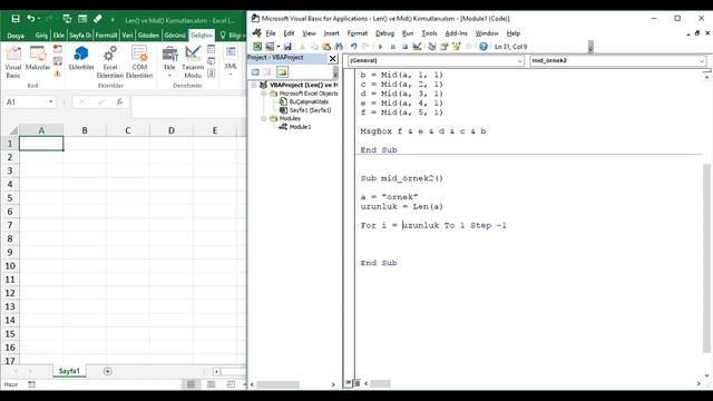 Excel VBA Ders #024 - Len() & Mid() Komutları 1 - Örneklerle Anlatım смотреть онлайн