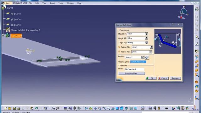 Catia V5 Tutorial|Louver Stamp|Sheetmetal Workbench