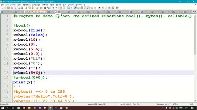 Python Pre-defined Functions bool(), bytes(), callable() | Python Functions | Py Inbuilt Funcs |#13 смотреть онлайн