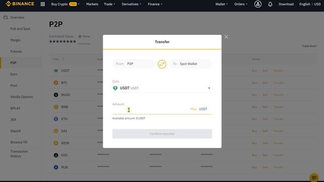How to Transfer Assets from P2P wallet to Spot Wallet in Binance. | English. смотреть онлайн