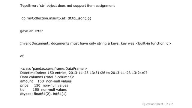 Pandas : Insert a Pandas Dataframe into mongodb using PyMongo смотреть онлайн