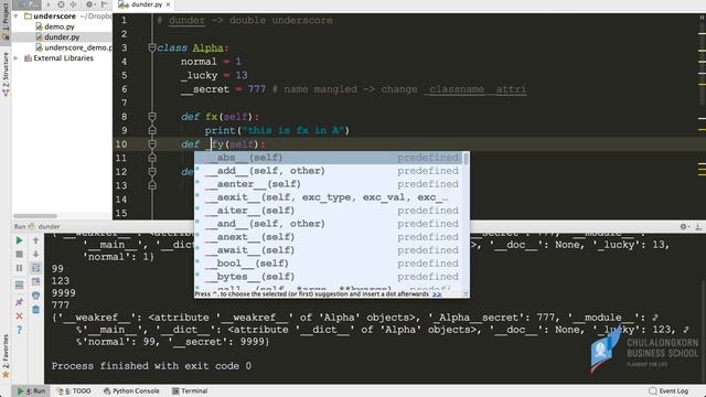 สอนไพธอน Python 3: การใช้ __ (ขีดล่างสองตัว double underscore หรือ dunder) смотреть онлайн