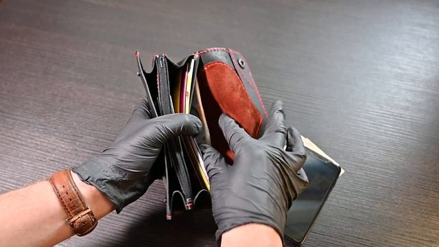 Кошелёк из двух видов кожи. Ручная работа. смотреть онлайн