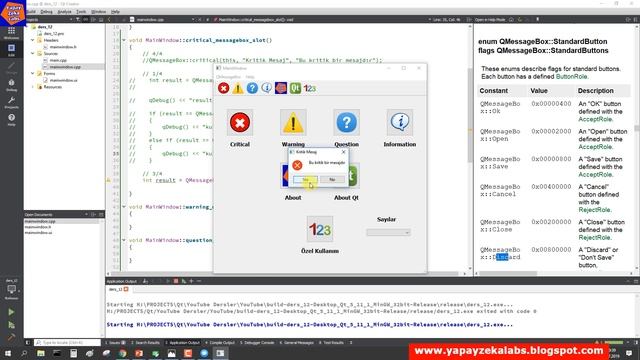 Qt dersleri #12 QMessageBox Özellikleri ve Kullanımı смотреть онлайн