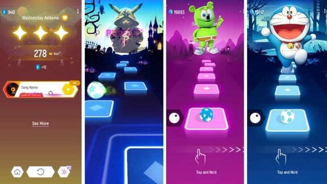 Super Mario, Pikachu, Gummy Bear, Doraemon ! Tiles Hop EDM Rush смотреть онлайн