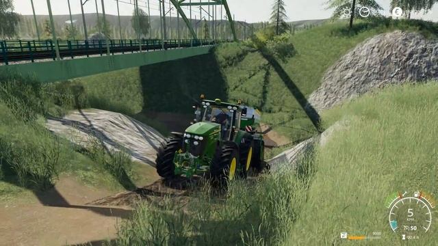 Farming Simulator 19 - JOHN DEERE 7030 SERIES Pulls the Tractor and Trailer out of Dirt смотреть онлайн