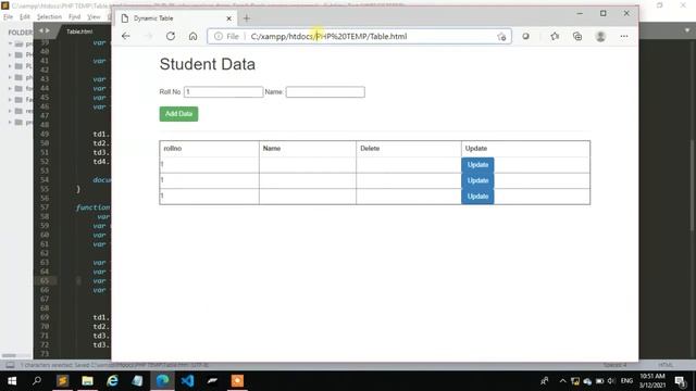 Update specific row from dynamic table using HTML and JavaScript смотреть онлайн