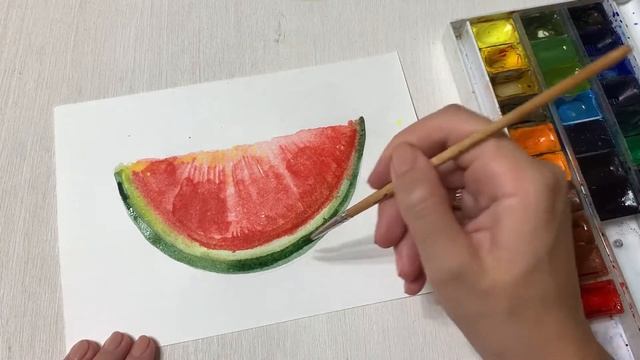 КАК НАРИСОВАТЬ АРБУЗ /Watermelon sketch watercolor /Арбуз акварель/Скетч смотреть онлайн