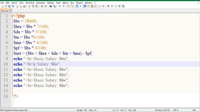 PHP Sequential Programs Calculate Net salary For Employee Video Tutorials смотреть онлайн