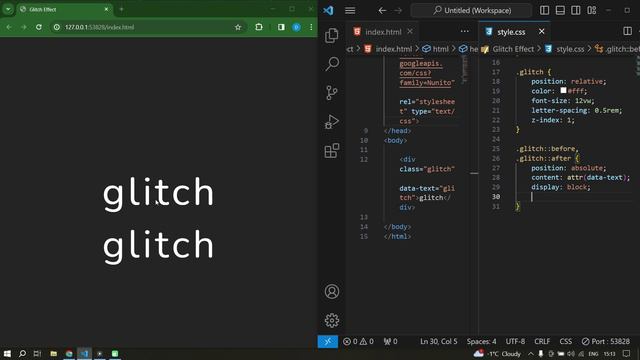 Glitch effect CSS || Эффект сбоя на чистом HTML & CSS смотреть онлайн