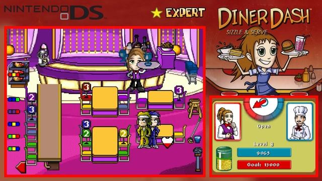 Diner Dash: Sizzle & Serve (Nintendo DS) - 1080p60 HD Walkthrough Part 8 - Retro, Level 6 to 10 смотреть онлайн