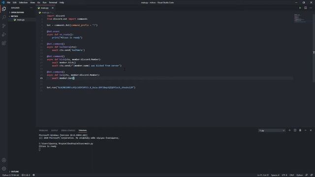 Disocrd bot Tutorial using discord.py (KICK, BAN COMMAND) (GREEK) #2 смотреть онлайн