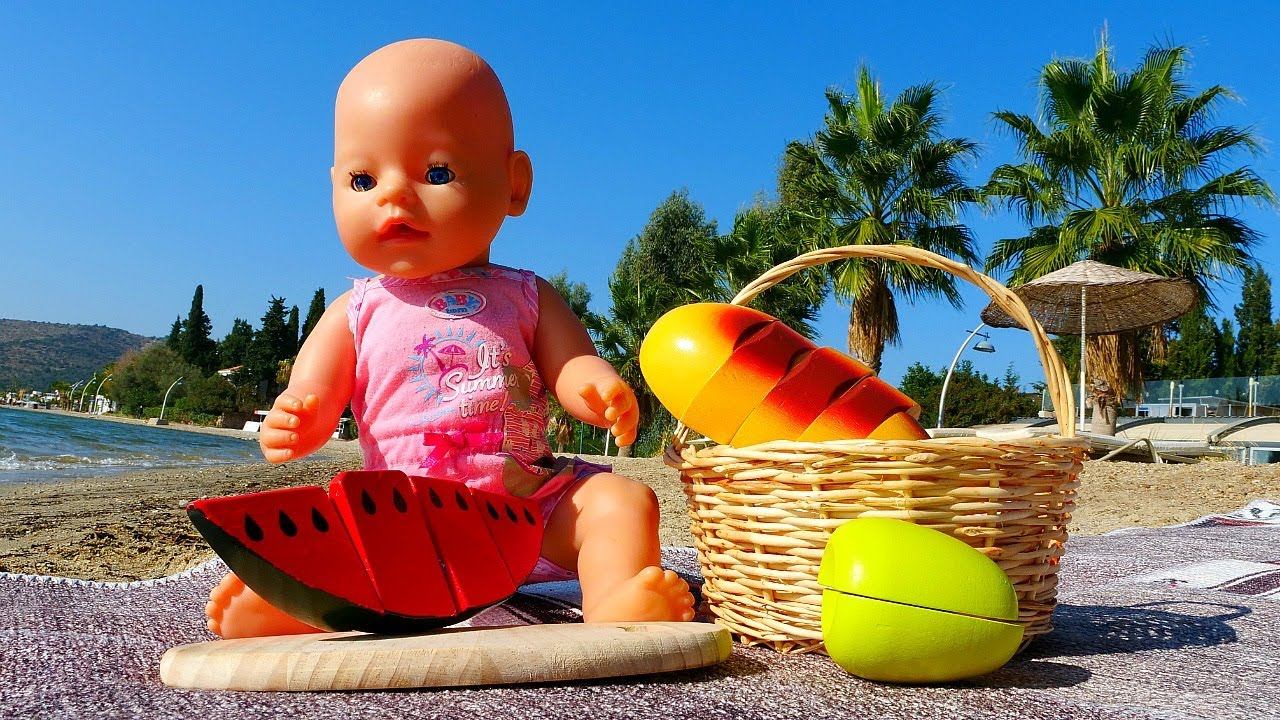Беби Аннабель: пикник у моря. Играем в куклы Беби Бон. Видео для девочек Baby Born смотреть онлайн