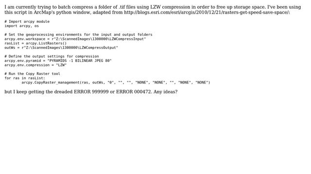 GIS: Python Script to batch compress .tif files using LZW compression смотреть онлайн