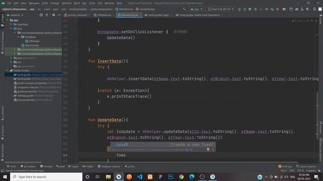 SQlite CRUD Operation in Android Studio | Part 2 | Handle Operations| Kotlin | Android Tutorials смотреть онлайн