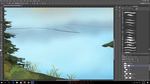 Bob Ross Style Painting... IN PHOTOSHOP [Speed Art] смотреть онлайн