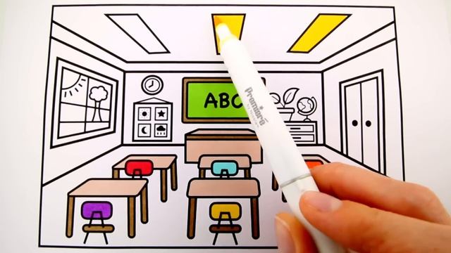 How To Draw A CLASSROOM For KIDS ???✏️ Classroom Drawing For Kids | Classroom Coloring Pages Kids