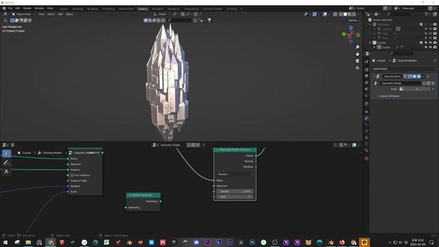 Crystal Generator -it's simple, blender 3.0 geometry nodes 블렌더 3.0 _지오메트리 노드로 간단하게 크리스탈 만들기 смотреть онлайн