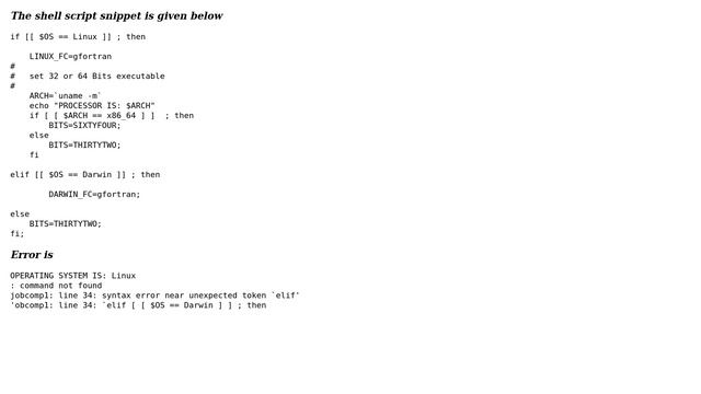 Unix & Linux: bash: syntax error near unexpected token `elif' смотреть онлайн