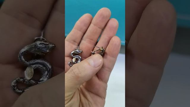 Серьги змеи, серебро.