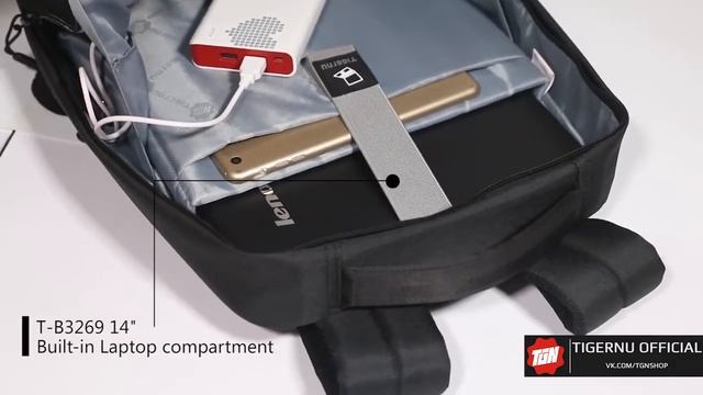 |15.6'| Деловой городской рюкзак для ноутбука T-B3269 USB смотреть онлайн
