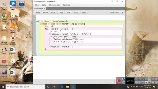 triangulo de pascal en java смотреть онлайн