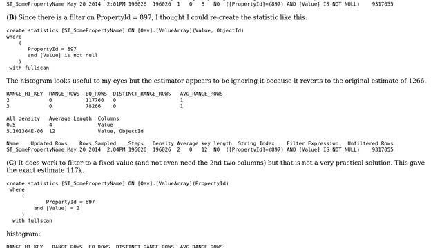 Databases: Why is an additional filtered statistic being ignored (EAV schema)? смотреть онлайн